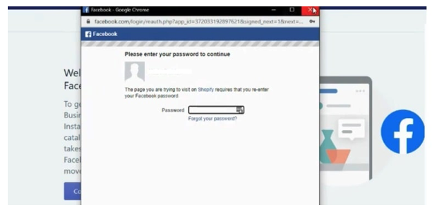 Log in to your Facebook account from Shopify